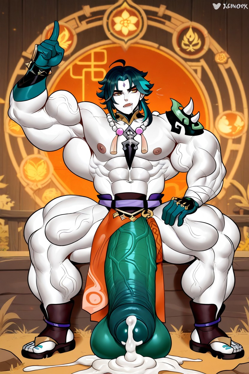 Xiao From Genshin Impact, Oversized Thighs, Oversized Pecs AI Gay Porn