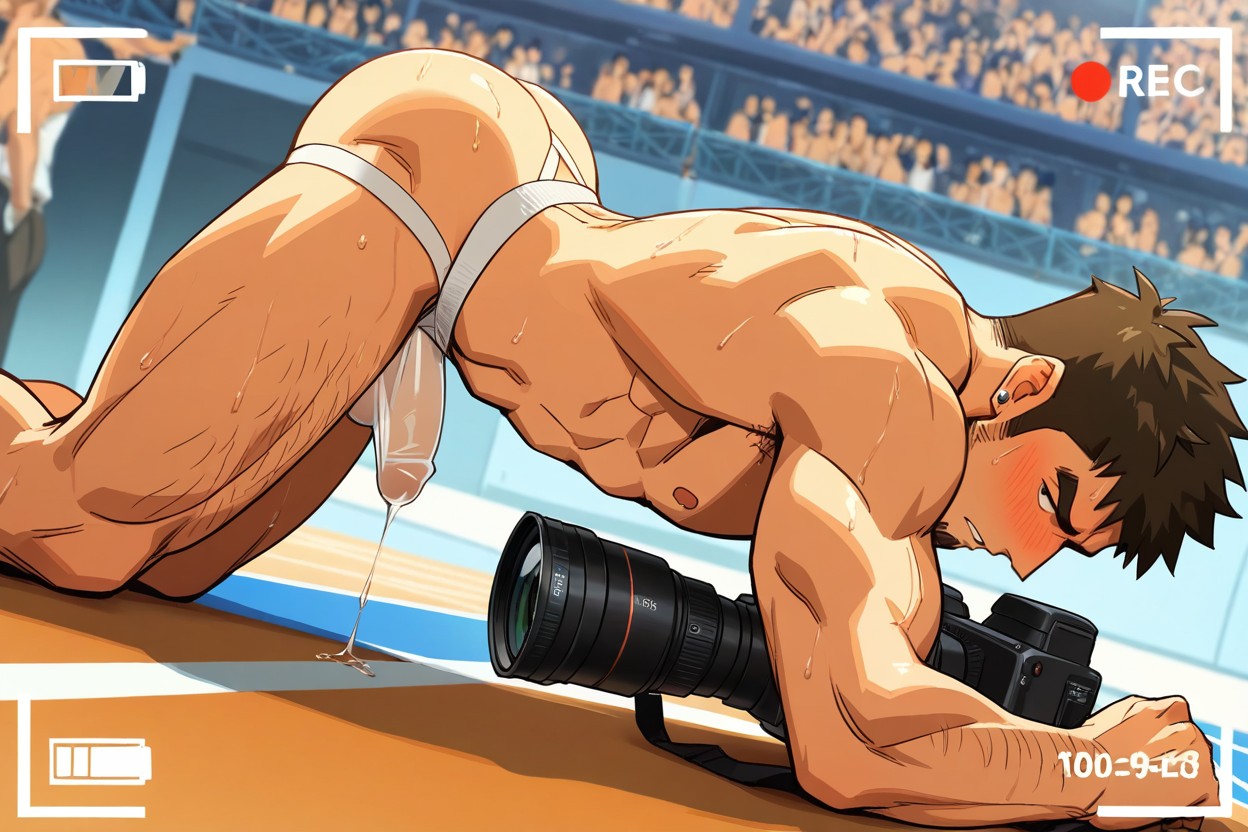 Solo Man, Alone, Doing Planks AI Gay Porn