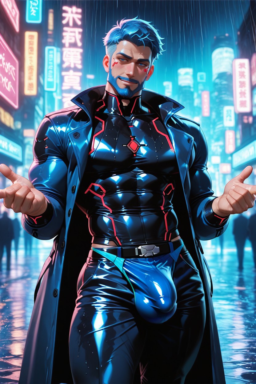 Neon, Front View, Mischievous (smiling While Blushing) AI Gay Porn