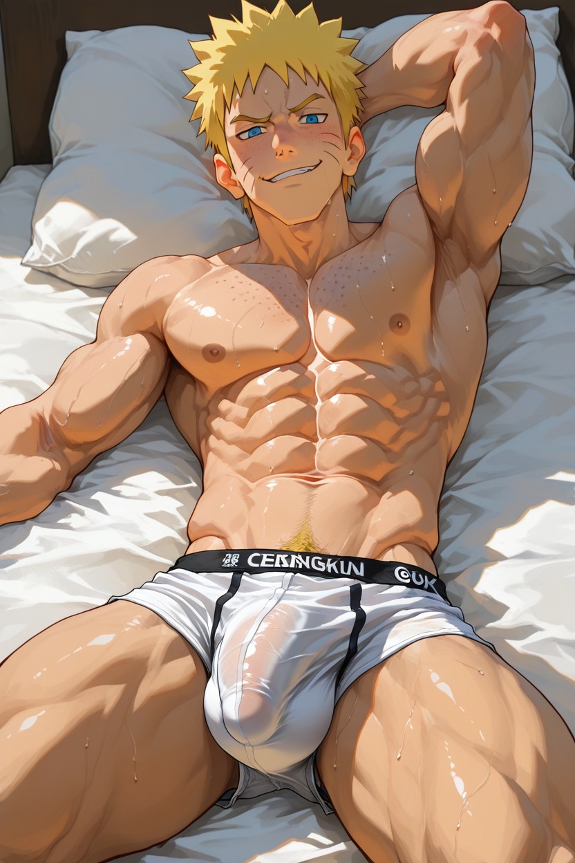 Hand Behind Head, Boyish, Blue Eyes AI Gay Porn
