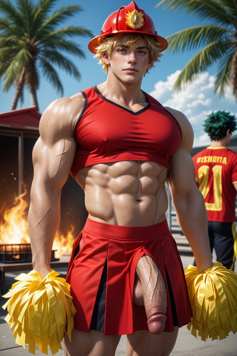 Muscular, Exposed Cock, Firefighter AI Gay Porn