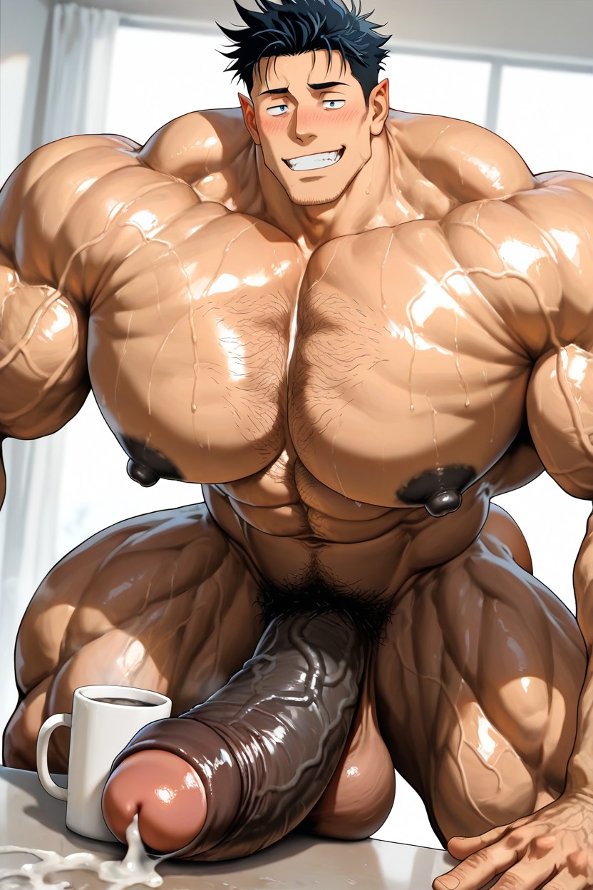 Hairy Crotch, Masculine, Dark Brown Skin AI Gay Porn