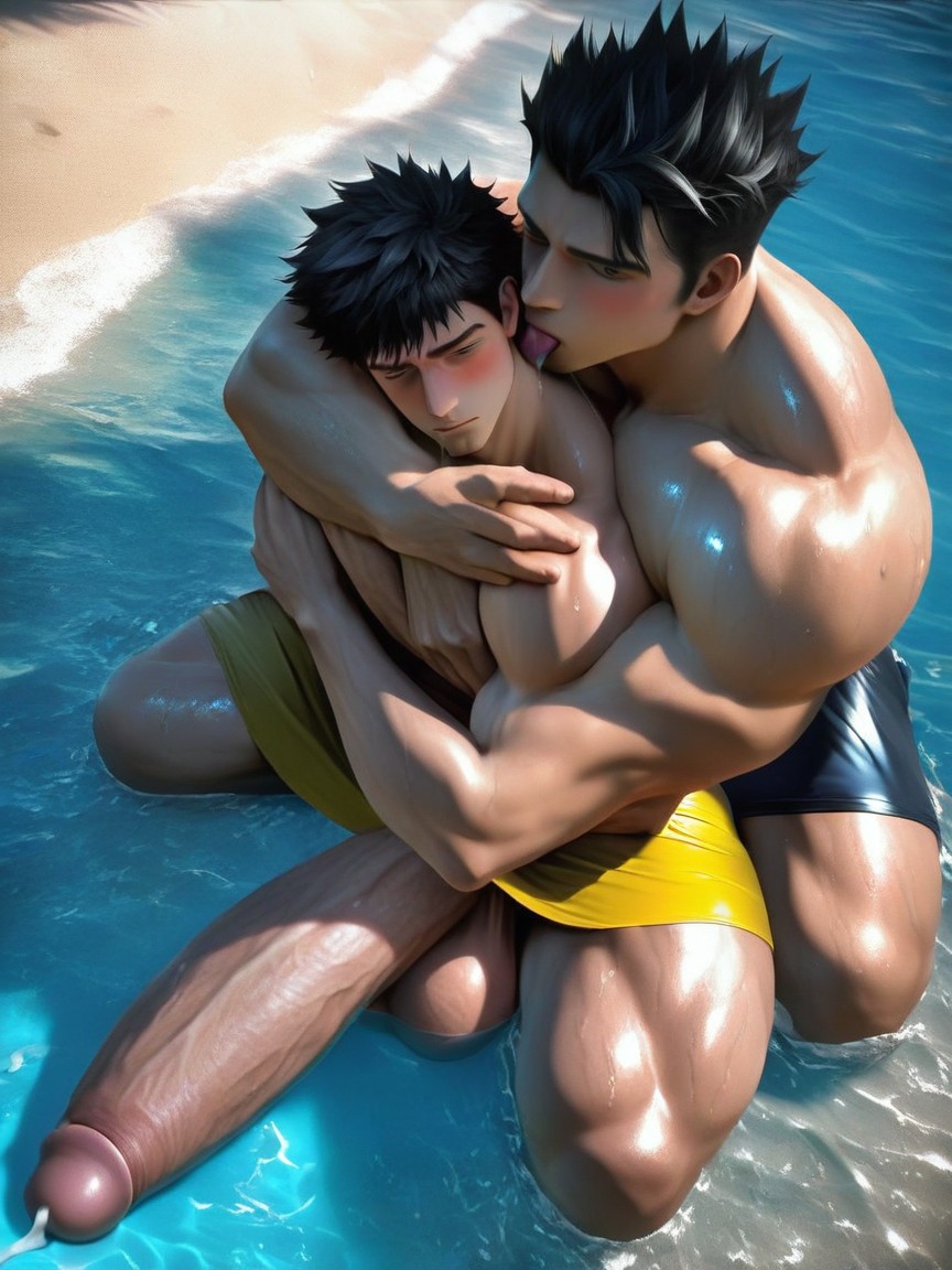 Orgasm Facial Expression, Blushing, Realism AI Gay Porn