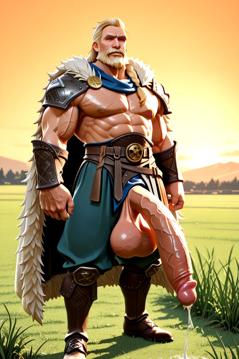 Long Hair, Pauldrons, Sunset AI Gay Porn