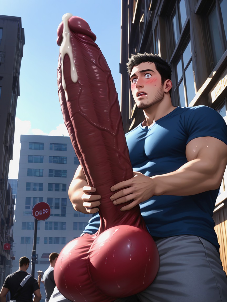 18+, Hands Fondling Massive Balls, Photorealistic AI Gay Porn