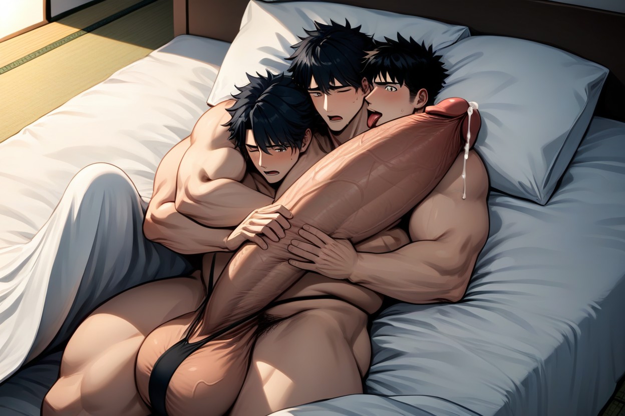 Tatami, Erect Under Blankets, Bust Shot AI Gay Porn