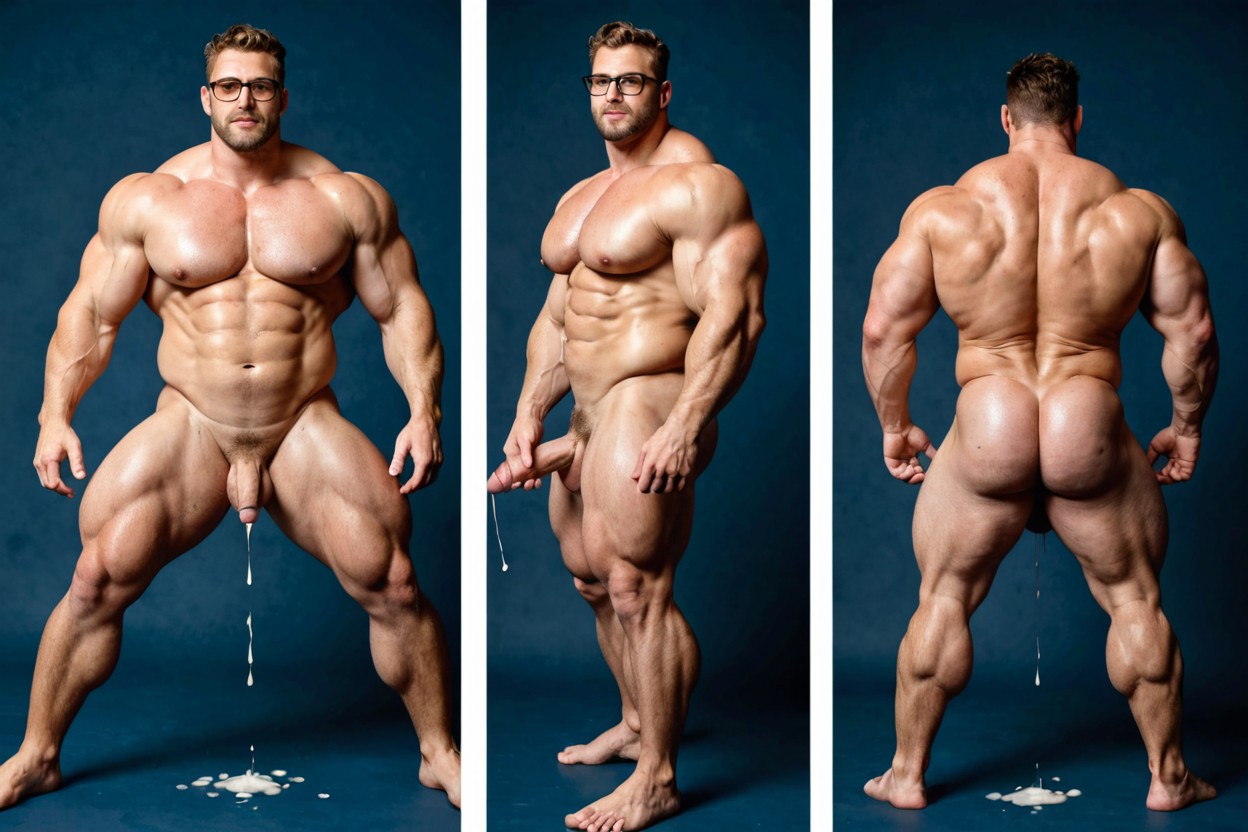Extremadamente Pesado En La Parte Inferior, Ojos Azules, Wearing Black Glasses Porno gay IA