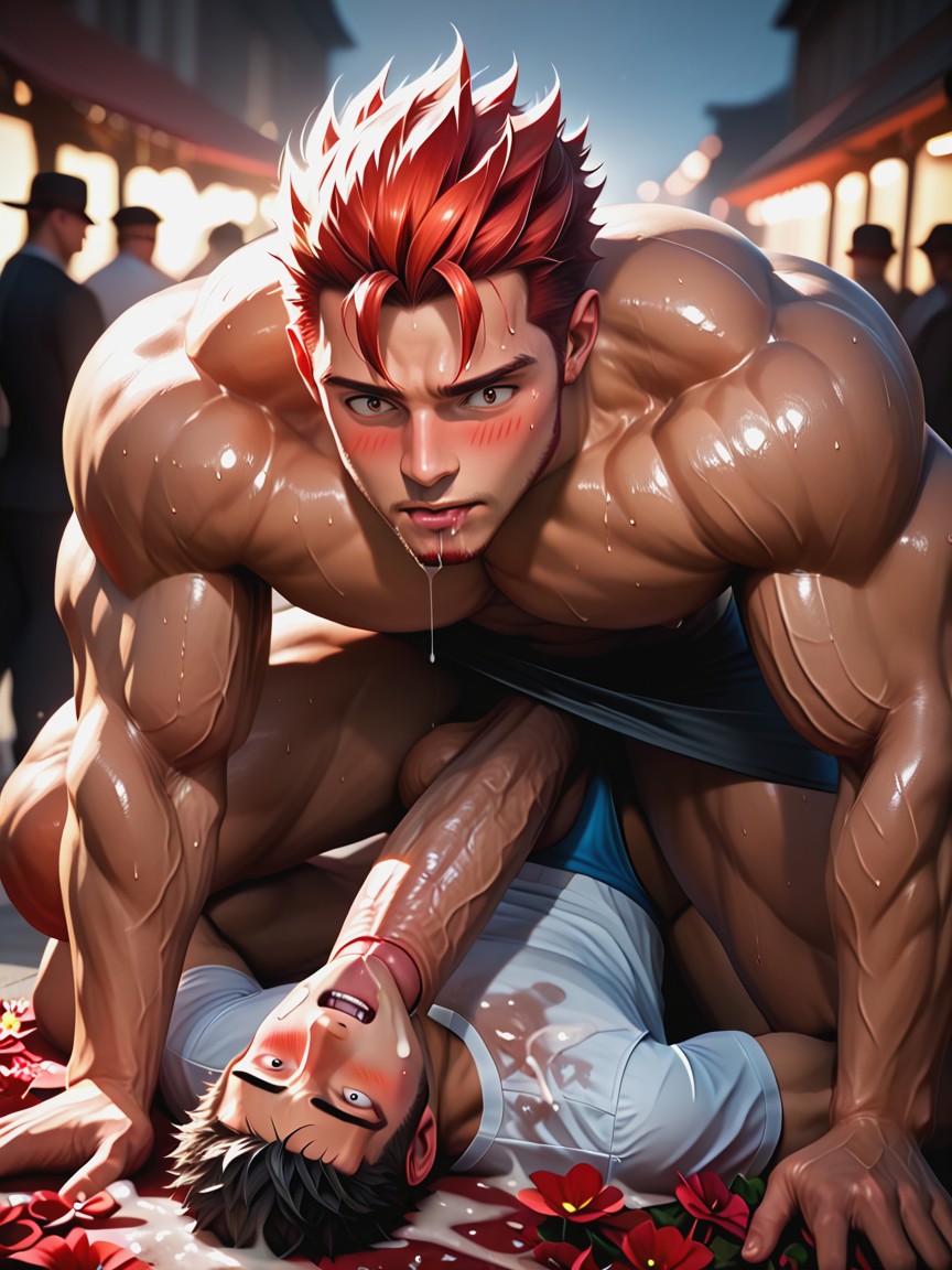 Giant Erect Bulge, Photorealistic, Cum All Over Face And Chest Porno gay IA