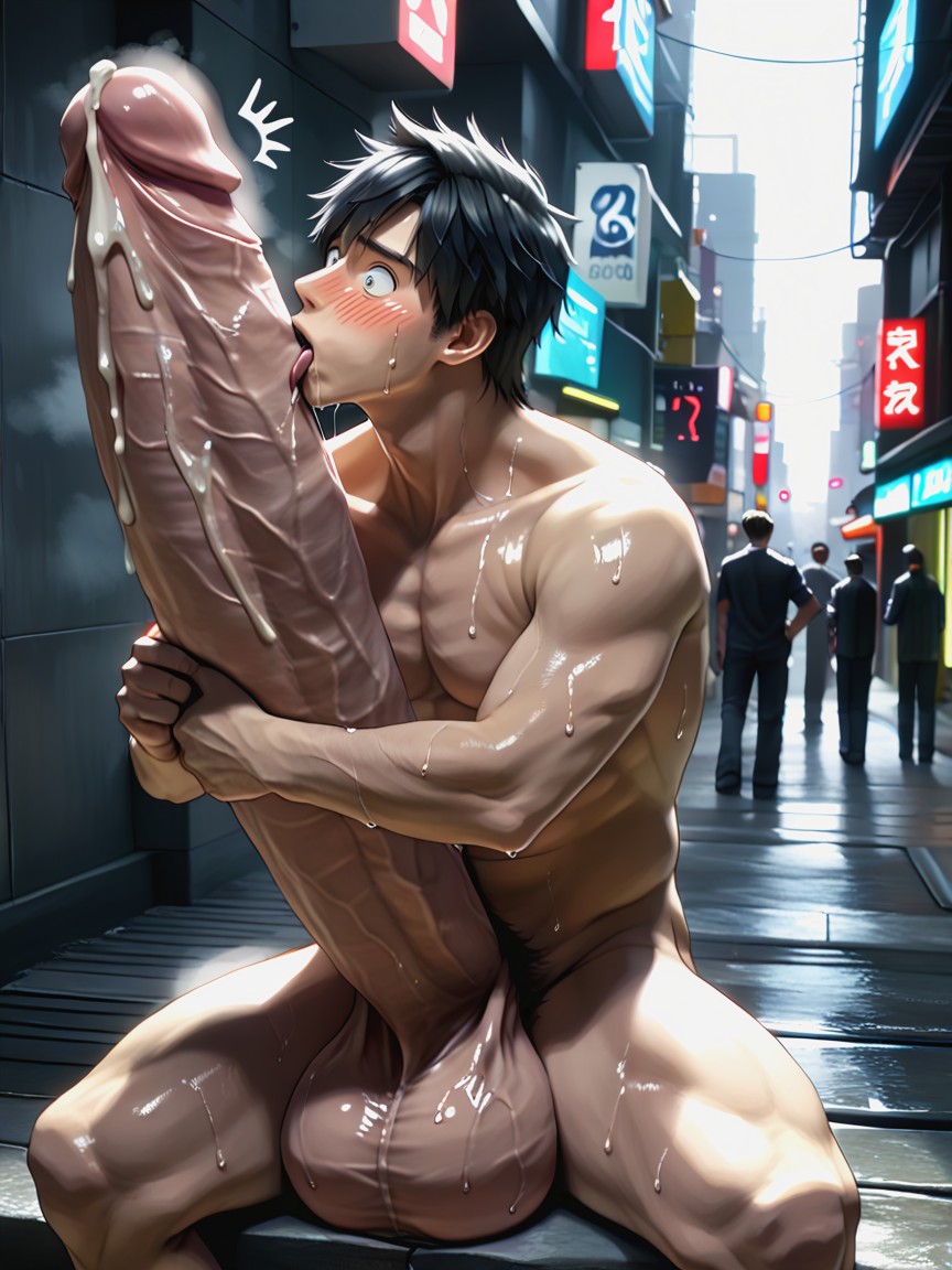 Dawn, Steamy, Public Place AI Gay Porn