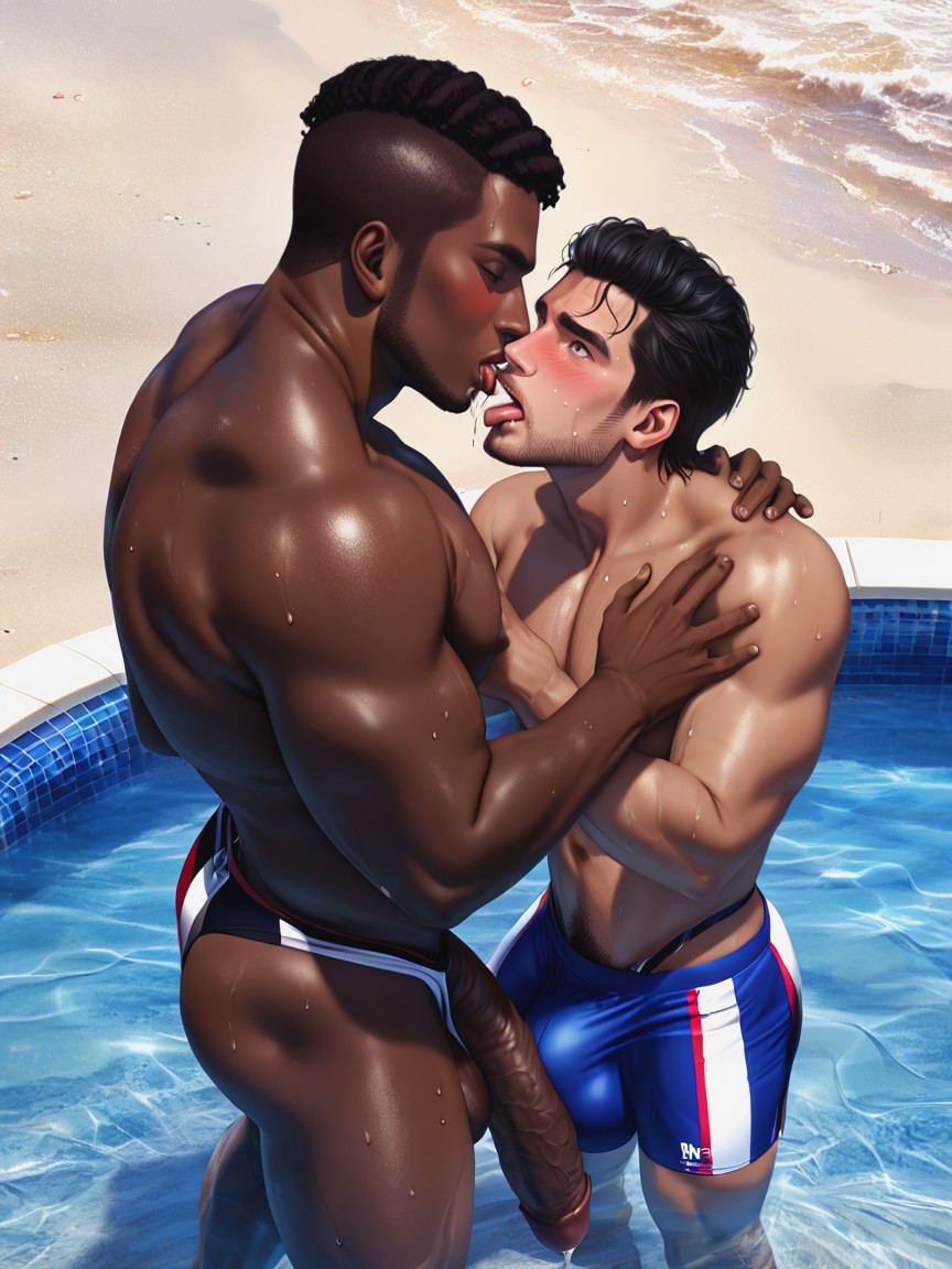 Drooling, Looking Embarassed, Cum All Over Face And Chest AI Gay Porn