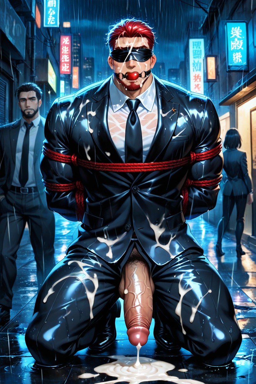 Dimly Lit, Black Tie, Shibari AI Gay Porn