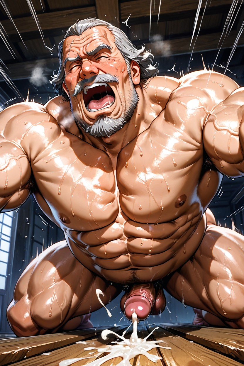 Sweat Dripping Onto The Floor, Defined Muscles And Abs, Open Eyes Porno gay IA