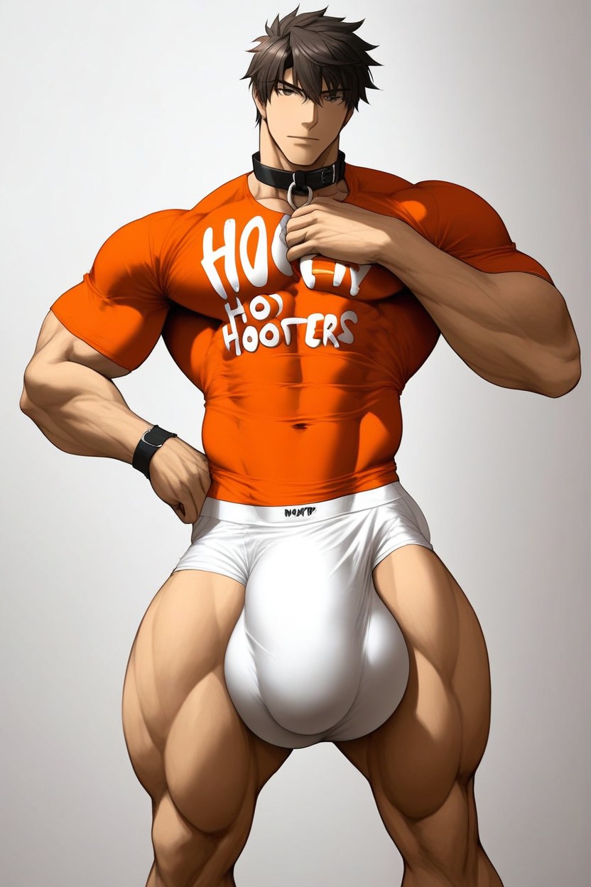 Erect Cock Bulge Reaches Collar, Dickhead Near Mouth, Thick Dick AI Gay Porn