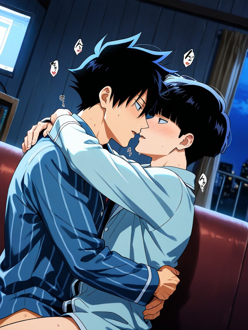 Arms Around Neck, Floating Hearts, Eye Contact AI Gay Porn