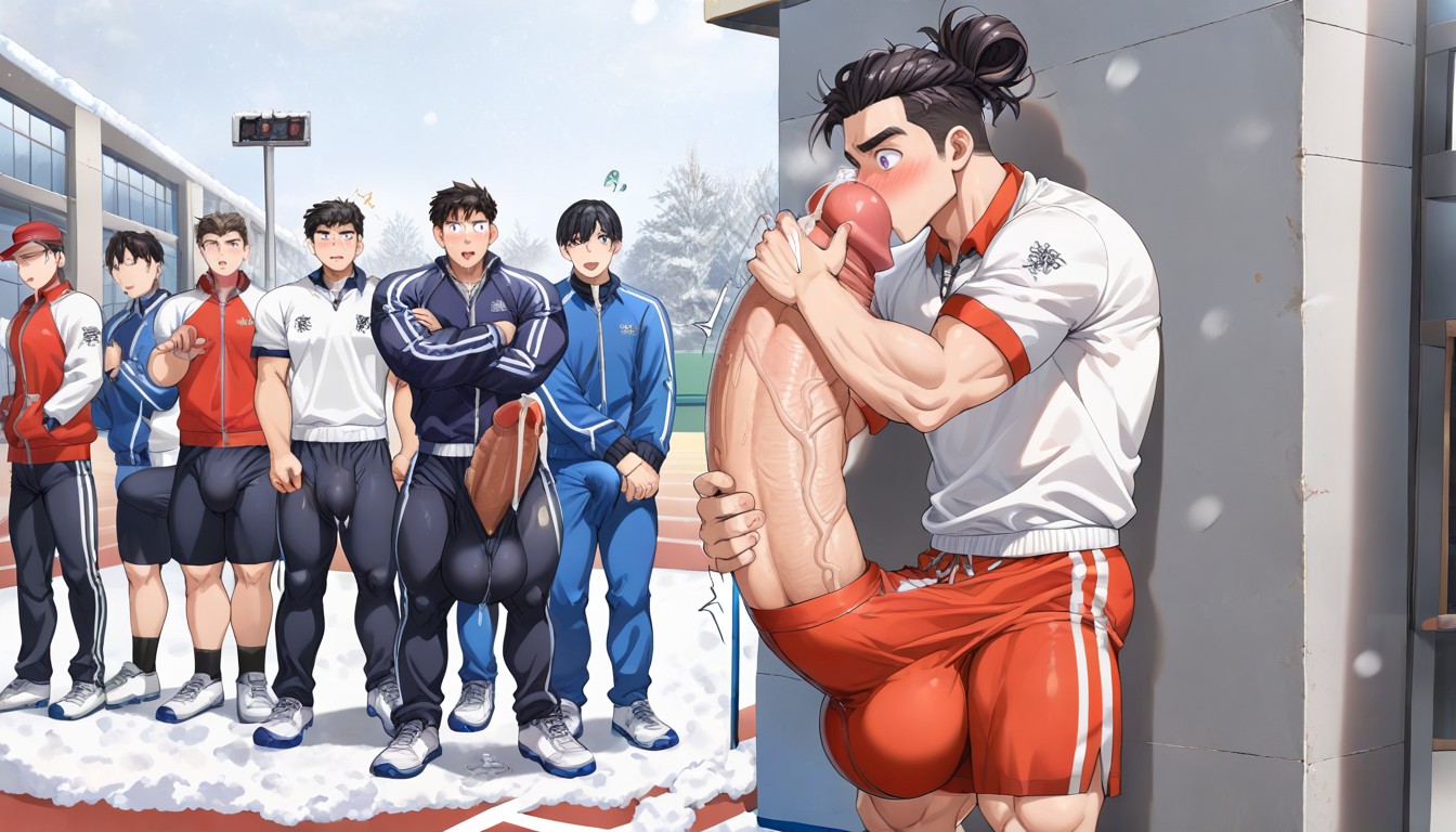 Cum On Face And Chest, Hugging, Sportswear AI Gay Porn