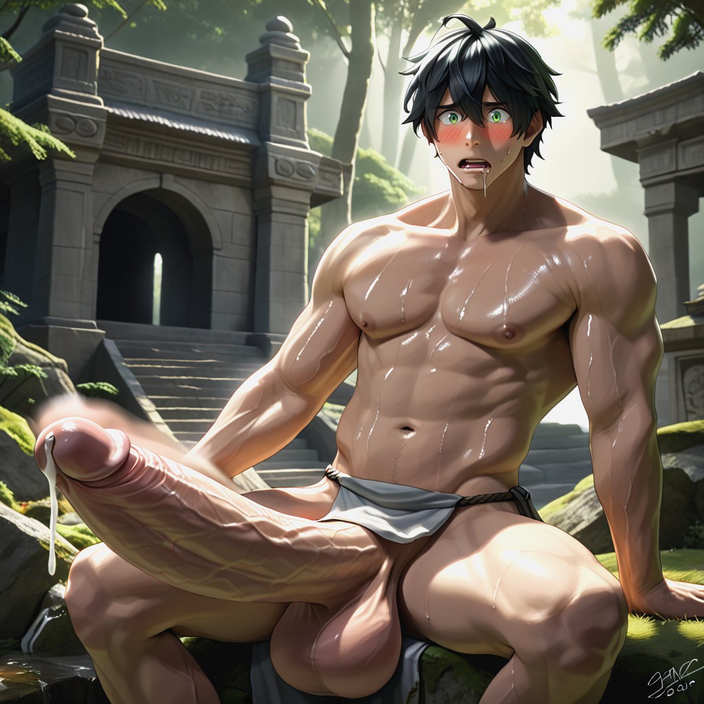 18+, Looking Up At Cock, All Characters Are Male Men AI Gay Porn