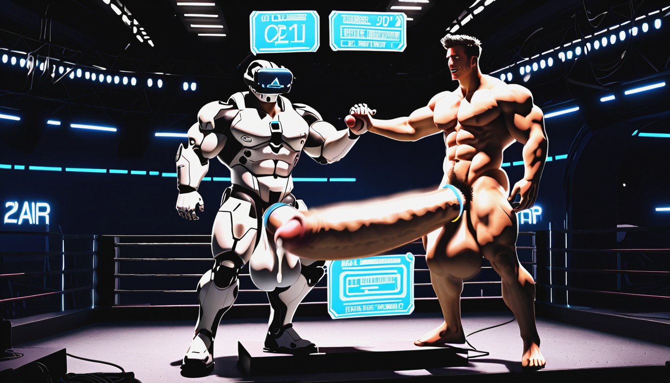 Out In Public, Beret, Hands Cupping Man's Massive Balls AI Gay Porn