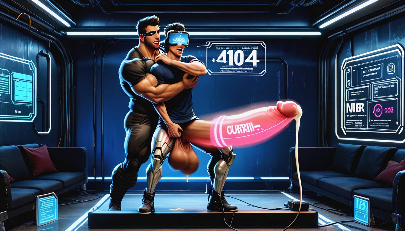 Uncut Hyper Cock Bigger Than Leg, Giant Erect Bulge, Academics AI Gay Porn