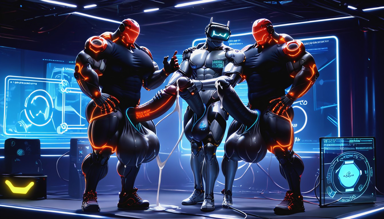 Big Balls, Detailed, Neon AI Gay Porn