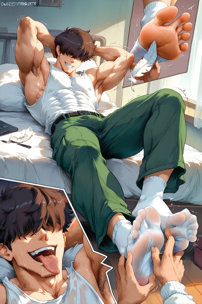 Tickled, Sticking Foot In Mouth, Foot Fetish AI Gay Porn