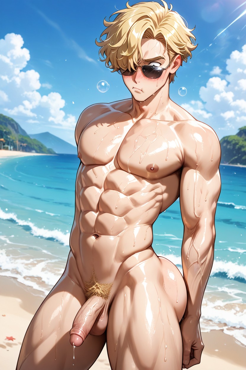 Beach, Precum, Abs AI Gay Porn