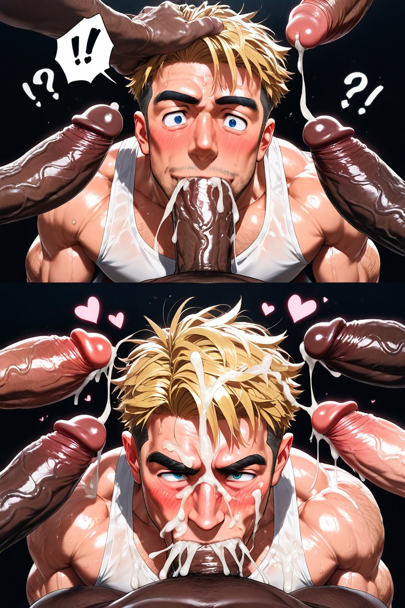 Bukkake, Cum Everywhere, Blonde Hair AI Gay Porn
