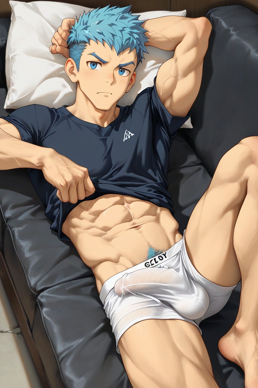 Underwear, Dynamic Pose, Girthy Cock AI Gay Porn