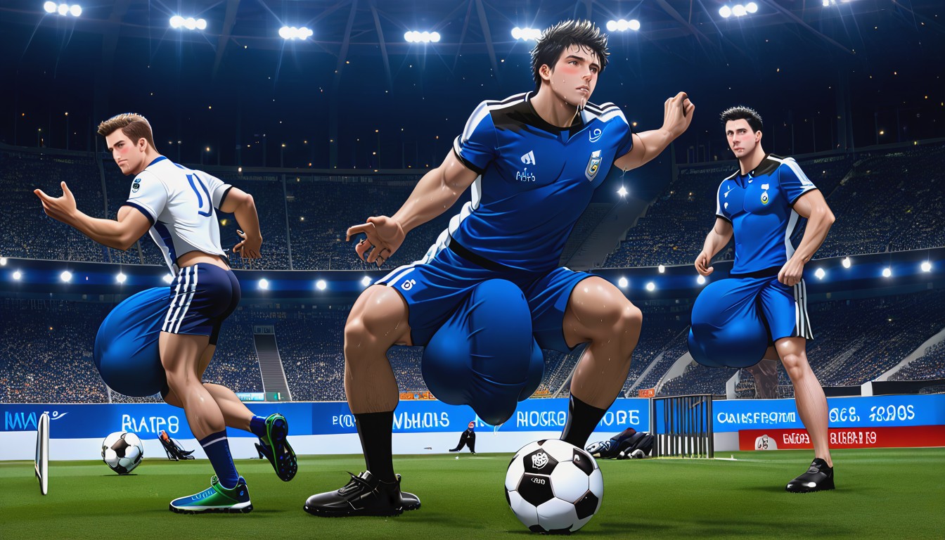 Men Close Together, Men Looking Embarassed, Playing Sports AI Gay Porn