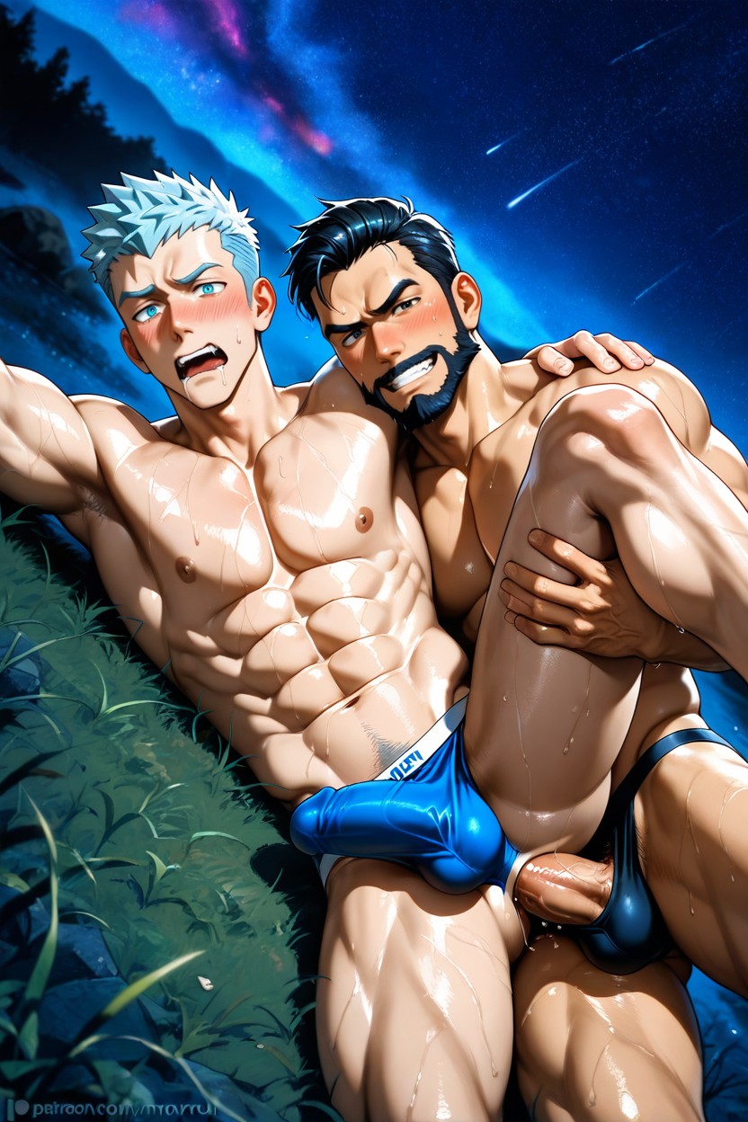 Hardcore Sex, Bottom Drooling, Bottom Dominated By Top AI Gay Porn