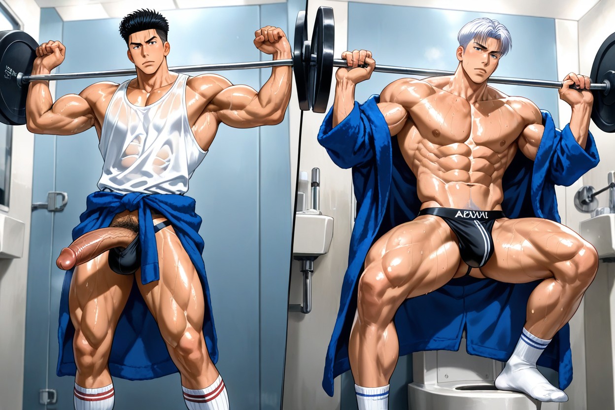 Toned Physique, 巨大, Black Hair AI同性戀黃片