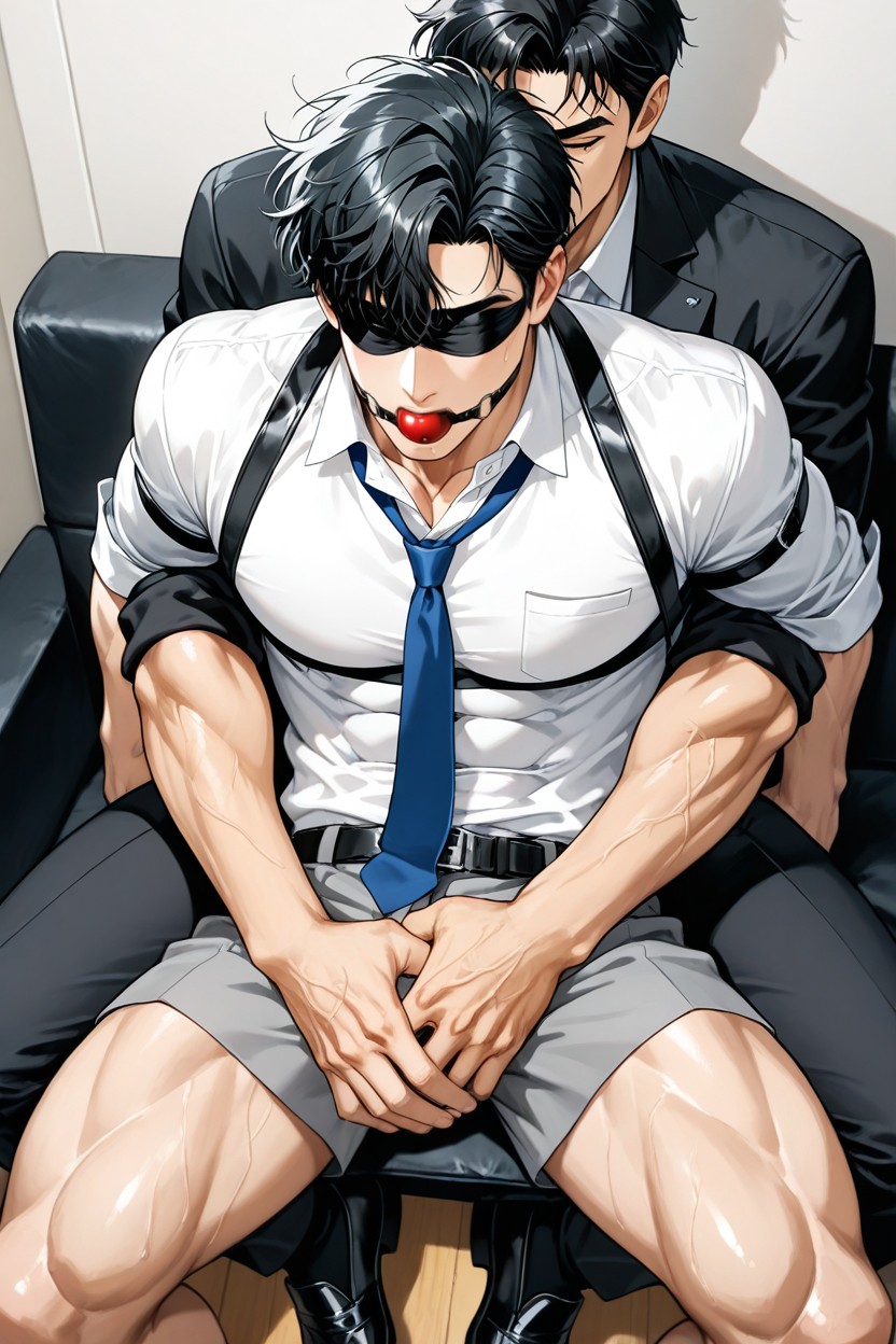 Bras Derrière Le Dos, Grab His Crotch Or His Groin, Long Sleeves That Aren't Rolled Up Porno IA Gay
