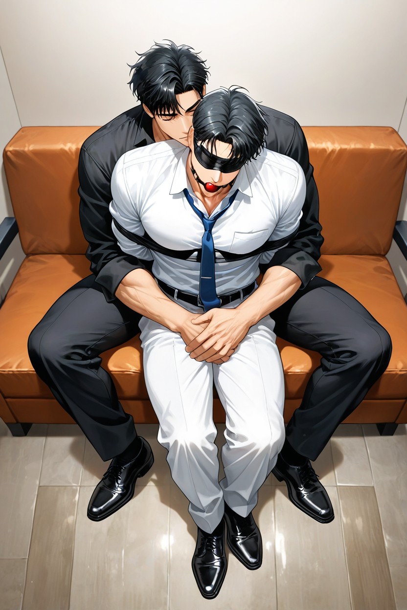 Ball Gag, Close-up View From Above, Groping AI同性戀黃片