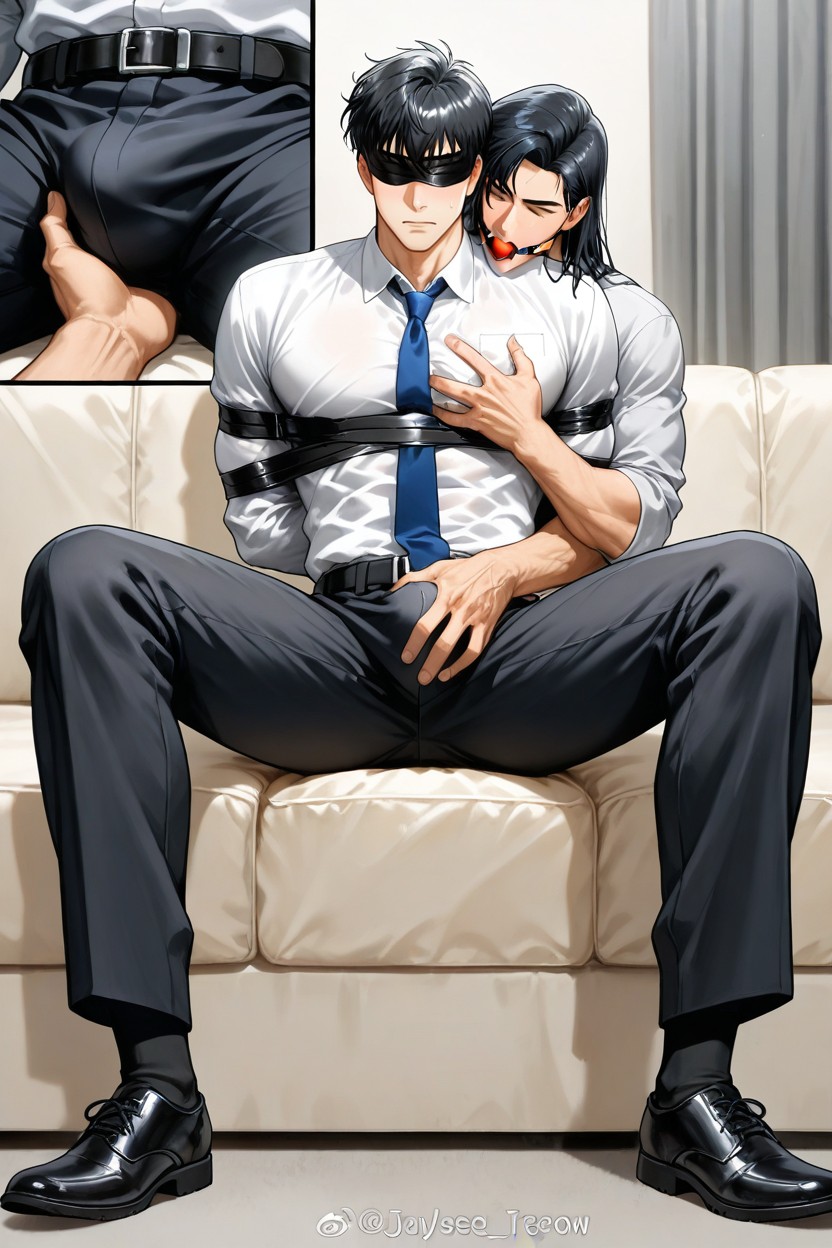 A White Business Shirt, Arms Behind Back, The Person Behind's Facial Expression Is Honey And Lick Lip Porno gay IA