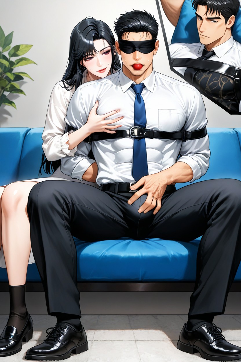A Blue Tie, A White Business Shirt, Men AI同性戀黃片