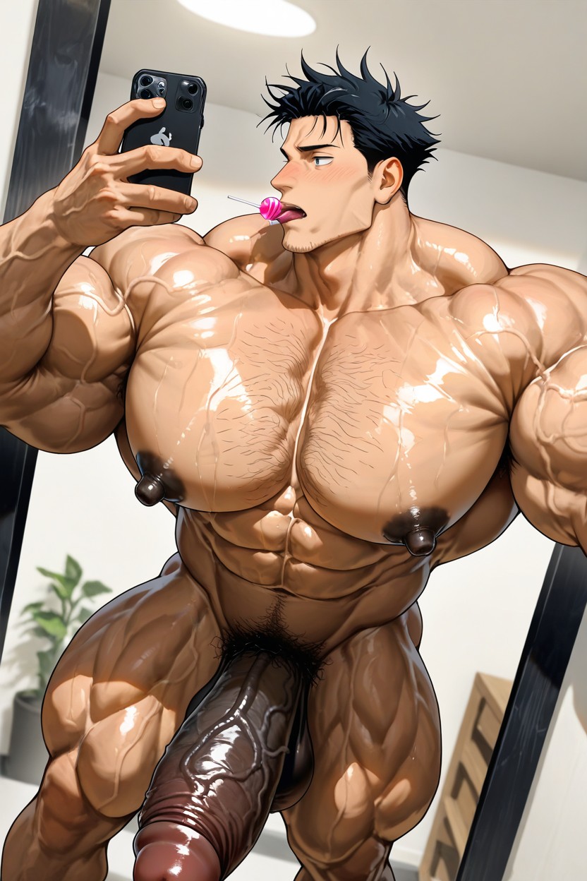 Testicles, Deeply Etched Blocky Abs, Nude AI Gay Porn