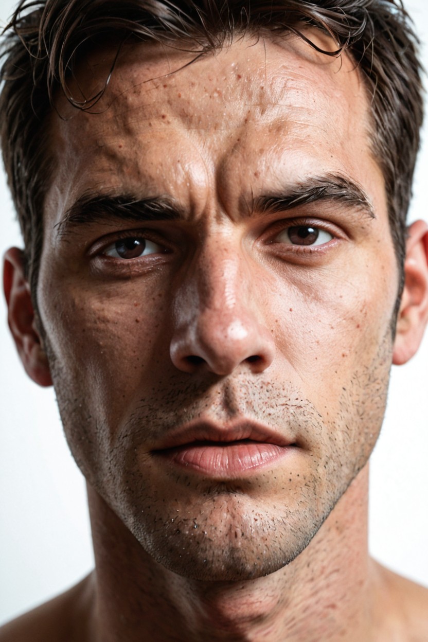 Mild Under-eye Structure, Soft Directional Lighting, Heavier Upper Lid Fold AI Gay Porn