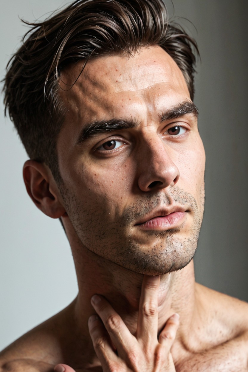 Minimal Arch, Olhos Castanhos, Mild Upper Eyelid Hooding Pornografia gay com IA