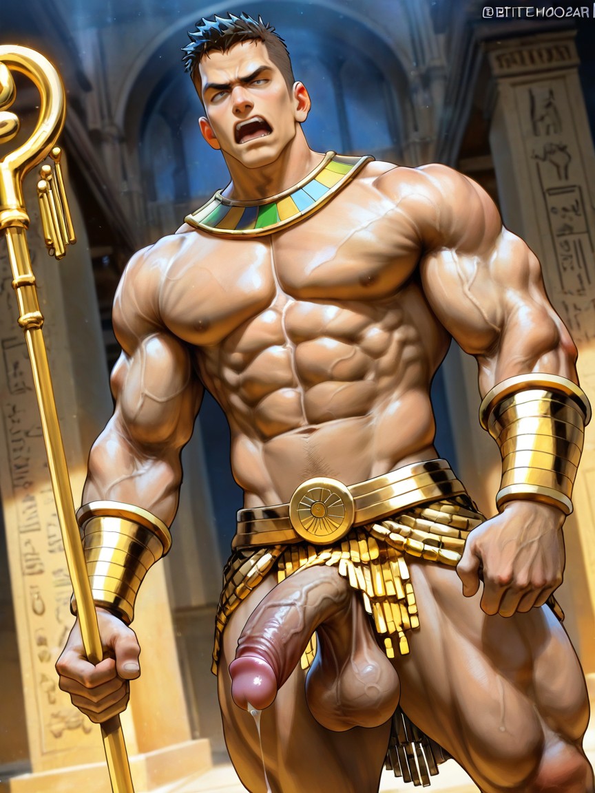 18+, Oversized Muscles, Curly Dark Hair AI Gay Porn
