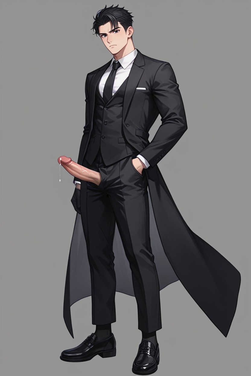 Serious Tired Face, Black Clothes, Black Outfit AI同性戀黃片