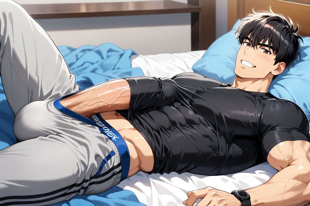 Penis Bigger Than Body, Cock Not Visible, Detailed Clothing Texture And Shadows AI同性恋黄片