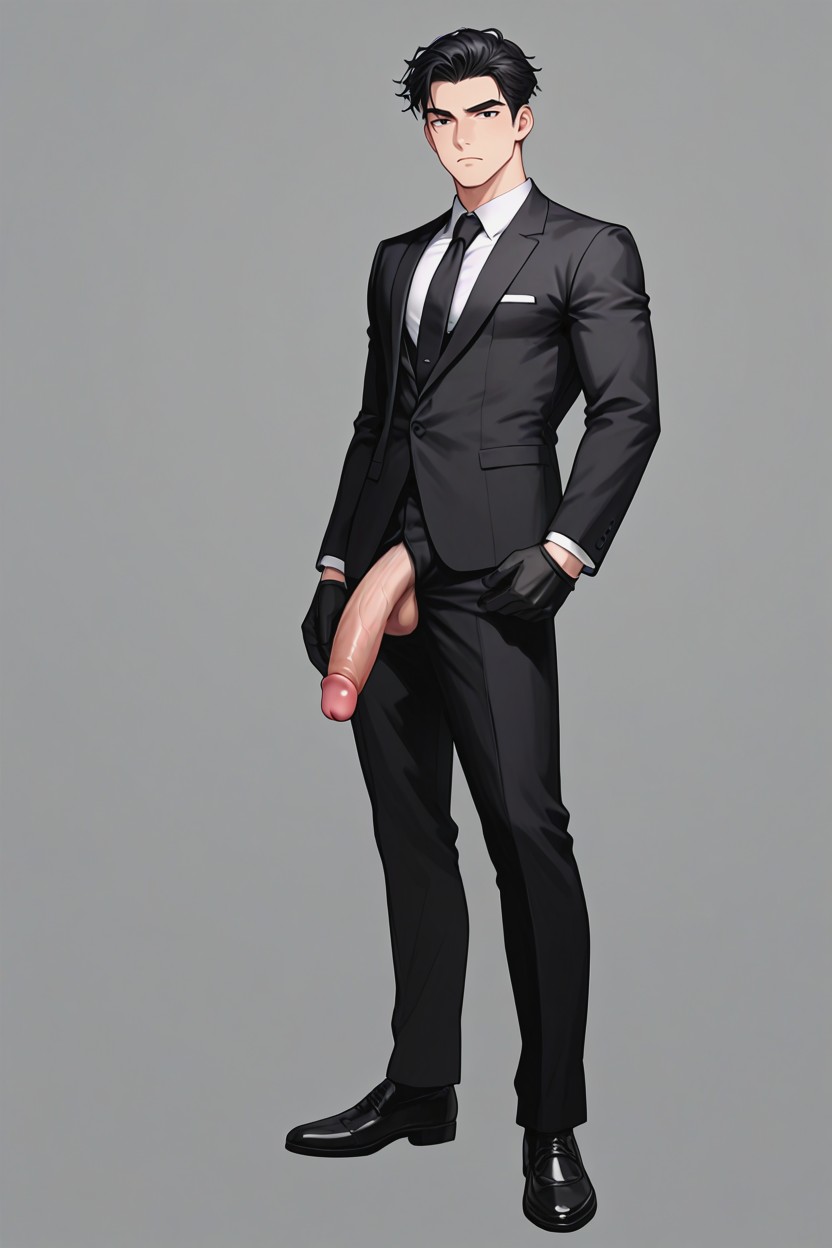 Standing Confidently, Large Chest, 18+ ИИ гей порно