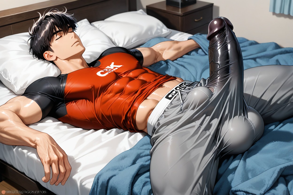 Penis Bigger Than Body, The Shirt Is Stretched By The Cock Running Under It, Bulge Porno IA Gay