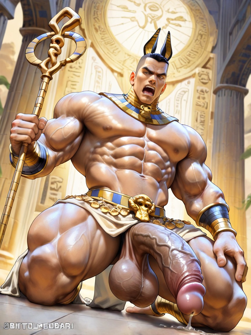 Deep Vascularity, One Knee On The Floor, As An Ancient Egyptian Pharaoh AI同性戀黃片