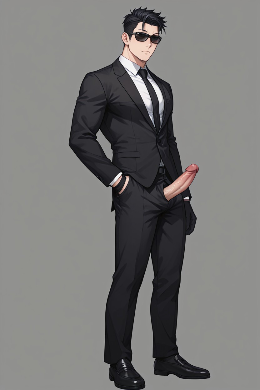 Black Formal Suit, Light Skin Penis, Looking At Viewer AI Gay Porn