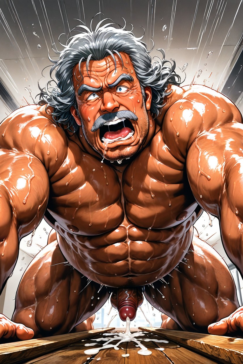 Square Outline, Manly Face, Dramatic Angle Pornografia gay com IA