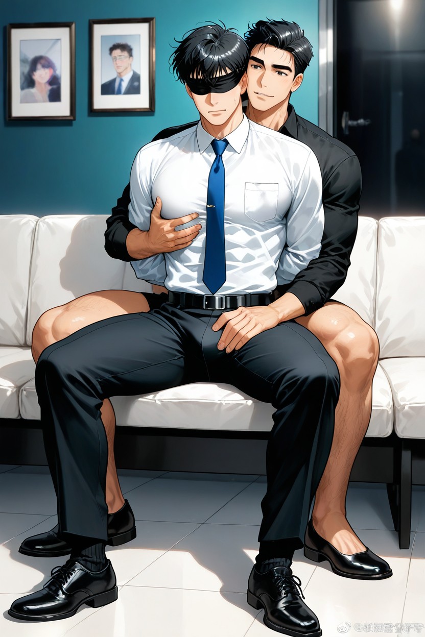 Style Hair Is Curtain, Black Pants, Gay AI同性戀黃片