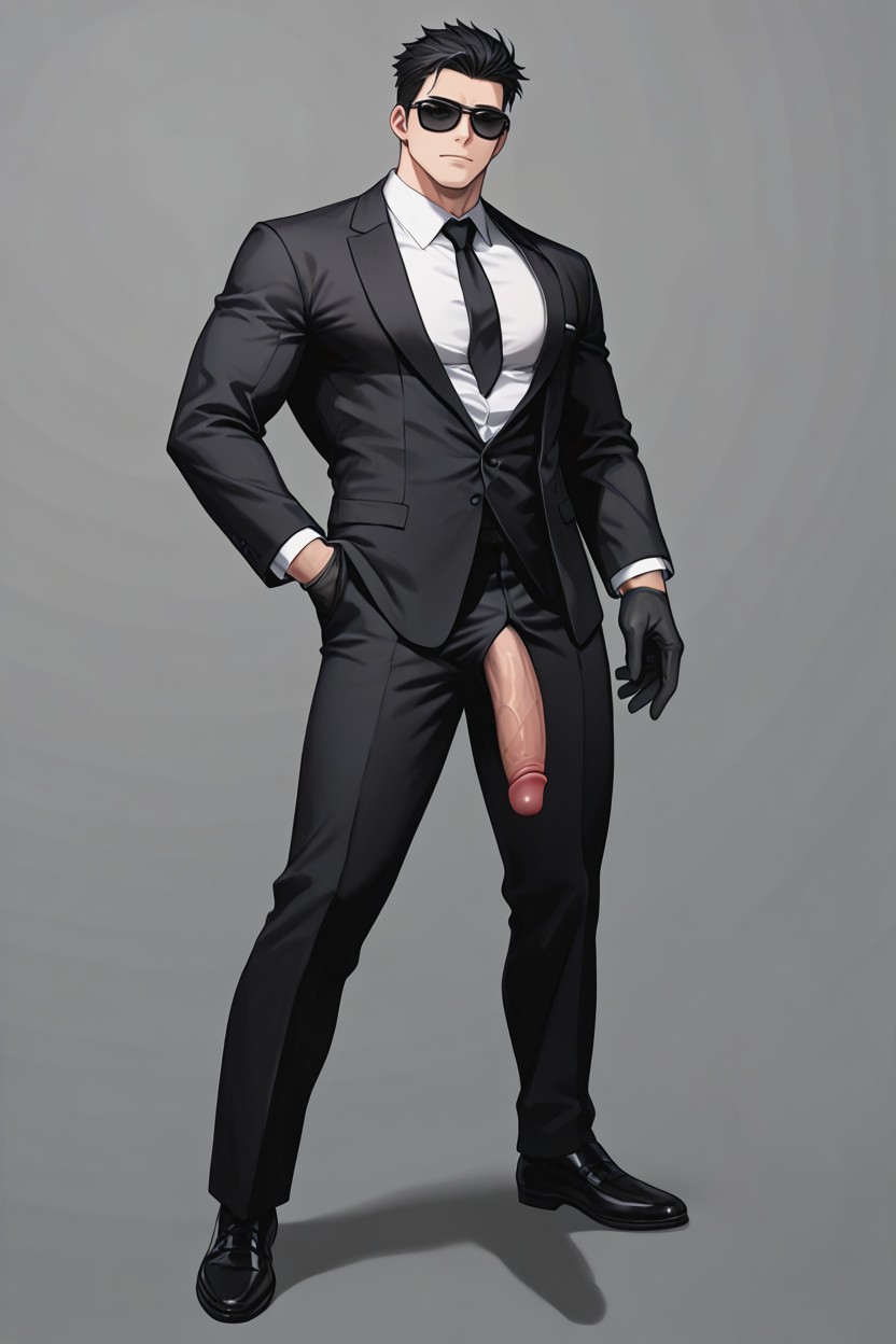Hot Anime Man, Muscular Body, Side View Porno gay IA