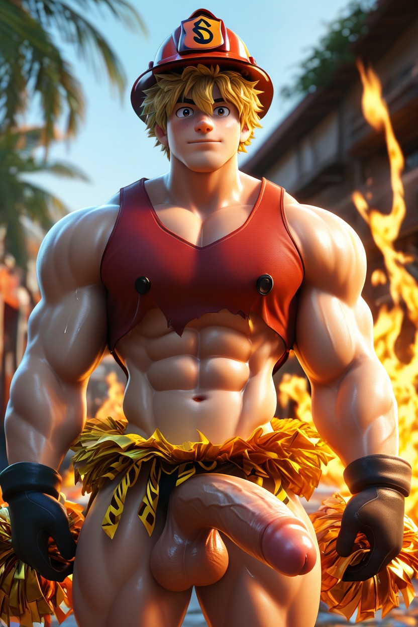 Muscular Quadriceps, Huge Cock, コスプレ ゲイAIエロ
