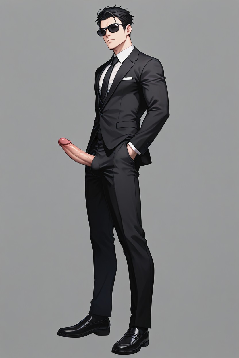 Black Formal Shoes, Black Clothes, Erect Penis AI Gay Porn