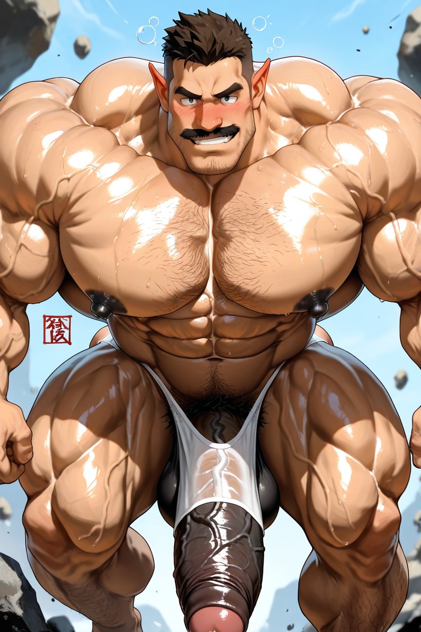 Powerful Thick Thighs, No Underwear, Blushing Pornografia gay com IA